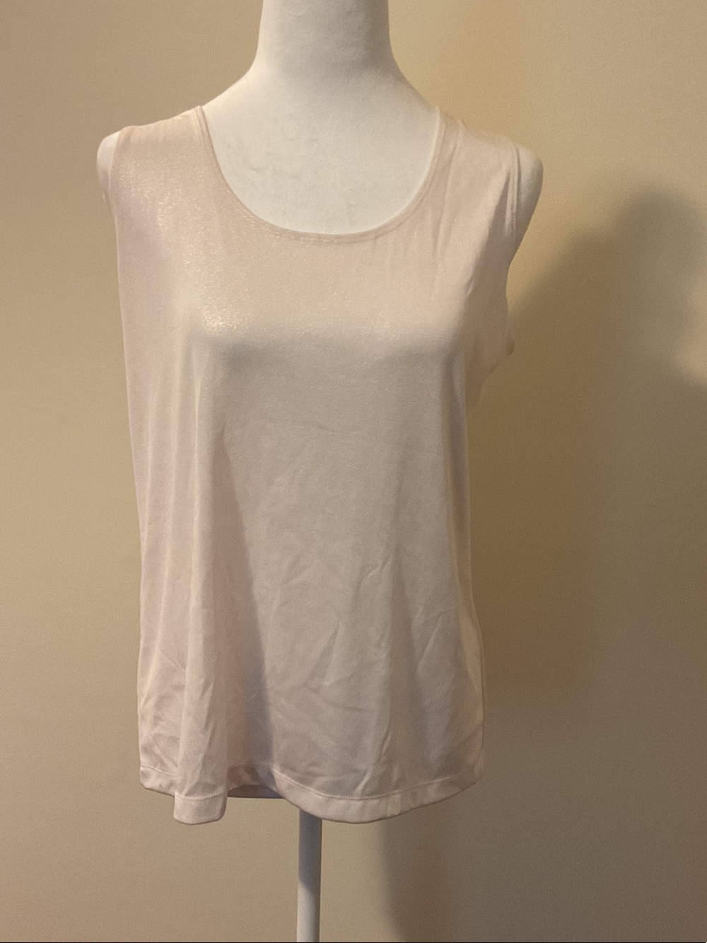 Chico’s Sleeveless Shimmer Tank Top in Pearl White